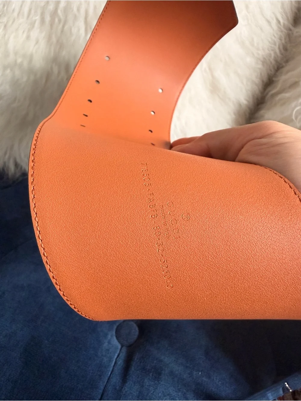 Gucci Beige/Brown GG Canvas Belt with Orange Trim